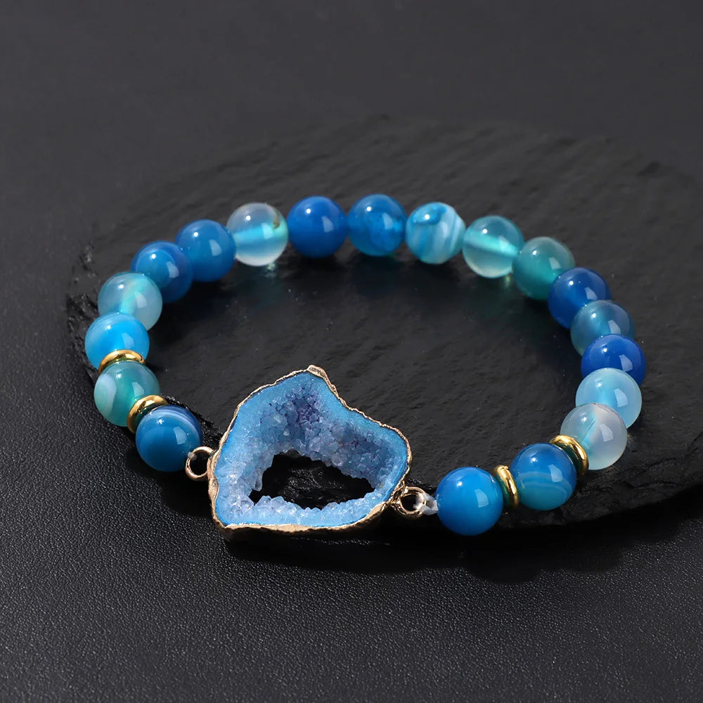 Gold Druzy Healing Agates Charms Bracelets