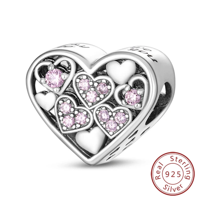 Splash Pink & Silver Pendant Charms