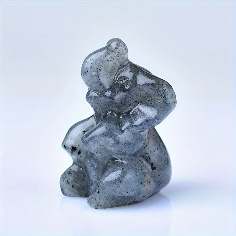 Crystal Unique Raw Stone Carved Elephant