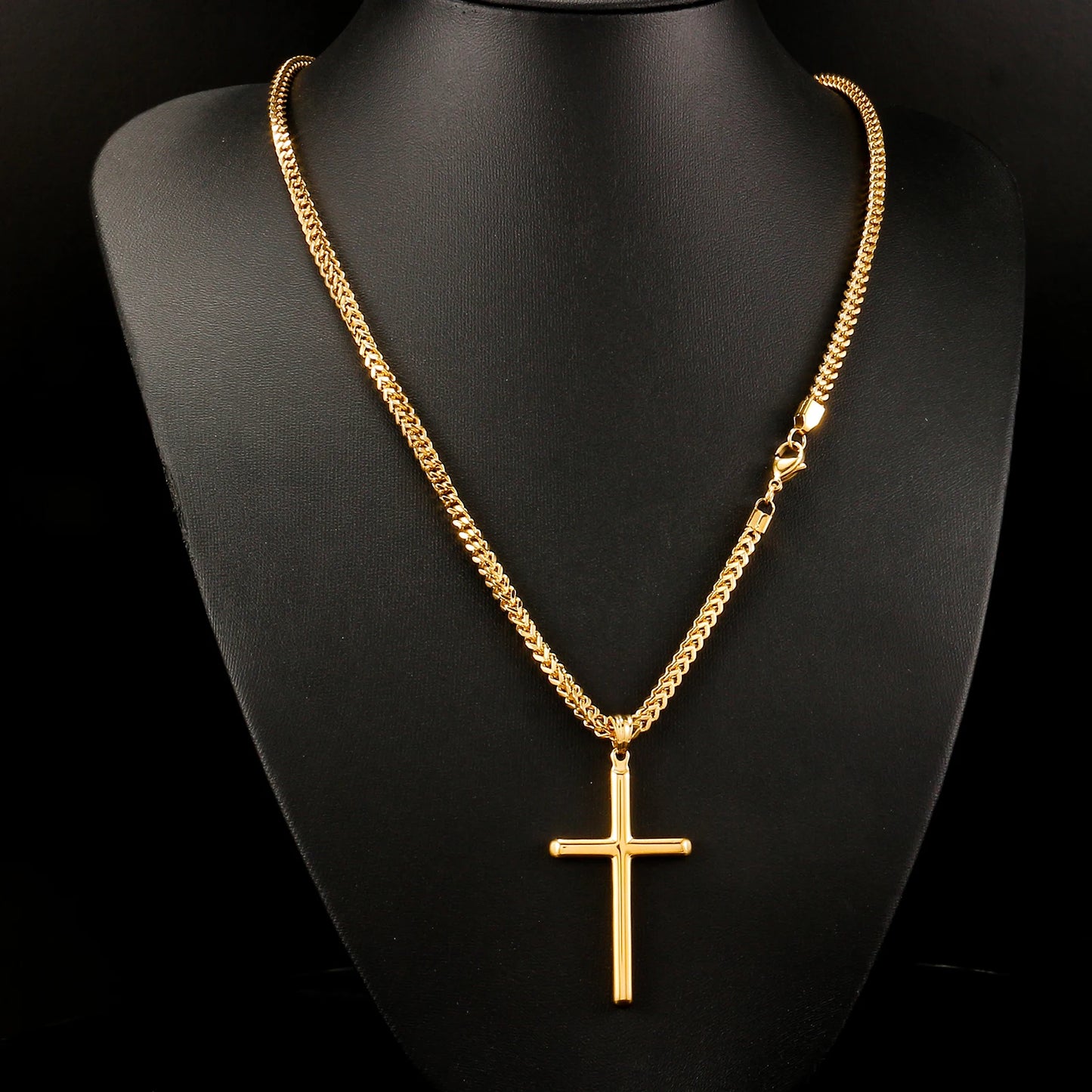 Stunning Gold & Silver Cross Pendant Necklace