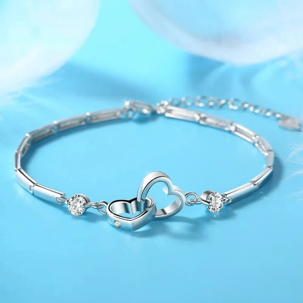 Double Heart Diamond Bracelet