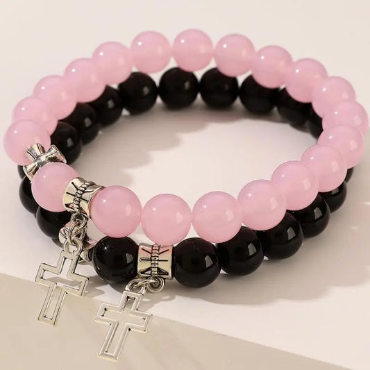 Kindred Spirit Twin 2Pcs/Set Natural Stone Cross Bracelets