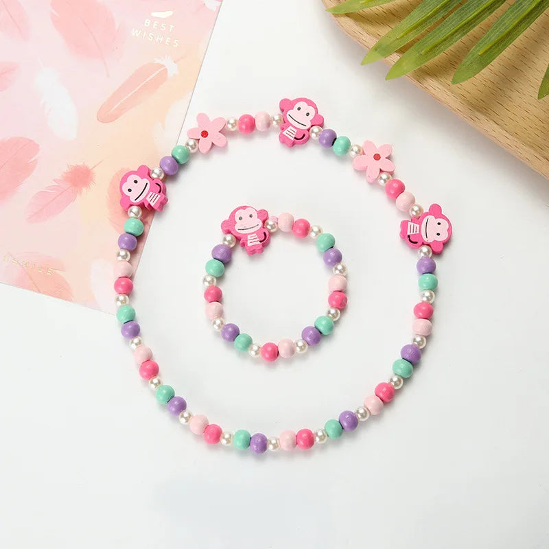 Cute Cartoon Pattern Necklace Bracelet Sets