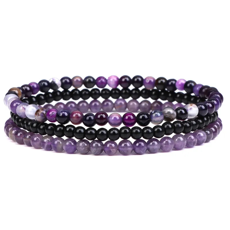 Layered Natural Stone Beaded Bracelet 3pcs/Set