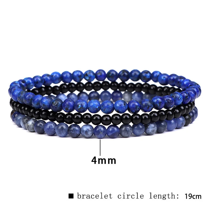 Layered Natural Stone Beaded Bracelet 3pcs/Set