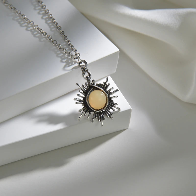 Water Drop Moonstone Pendant Gem Necklace