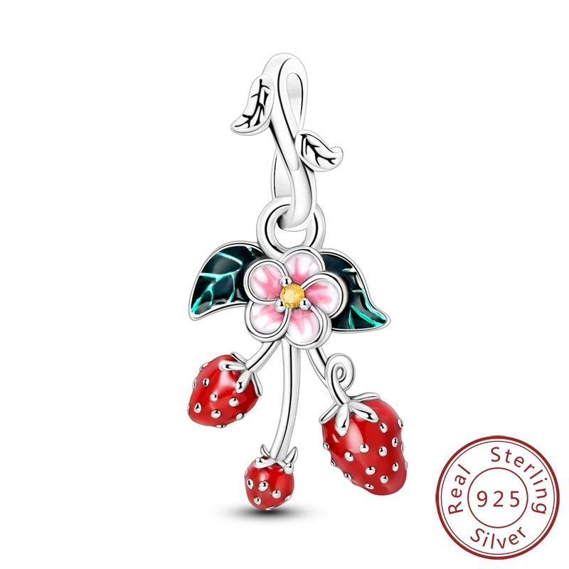 Red Cherry Strawberry Heart Warming Charm Pendants