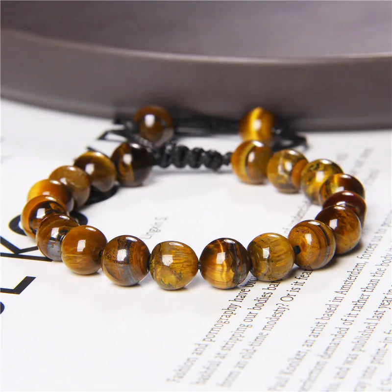 Cool Royal 5 Star Natural Stone Tiger Eye Beaded Bracelets