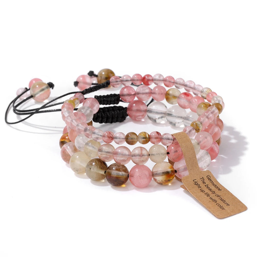 Universal Natural Stone Healing Mixed Size Beaded Bracelets
