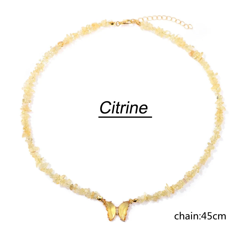 Butterfly Pendant Necklace Gravel Bracelets