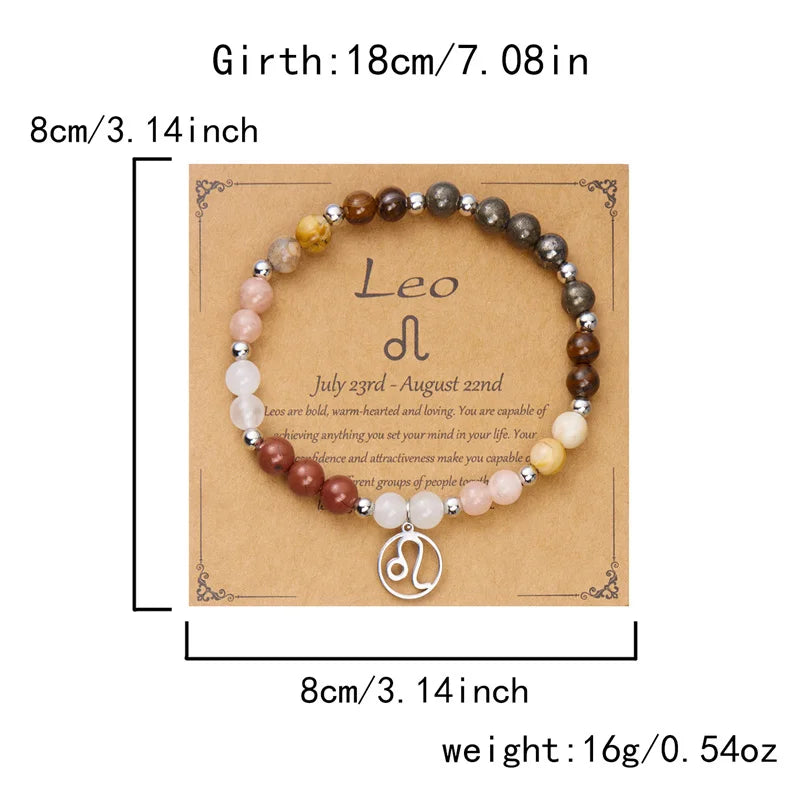 Colorful 12 Constellation Natural Stone Beaded Bracelets
