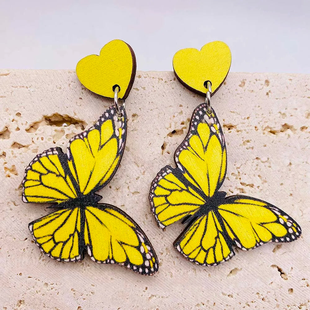 New Colorful Butterfly Wood Earrings