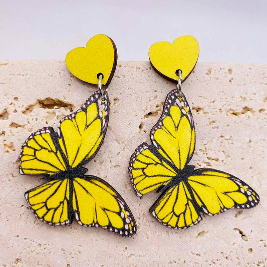 New Colorful Butterfly Wood Earrings