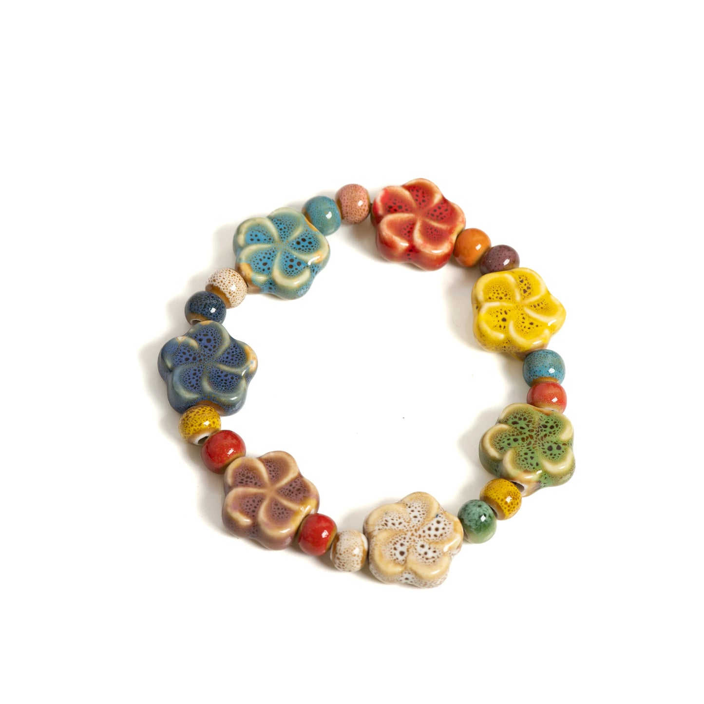 Colorful Starfish & Seashell Ceramic Beaded Bracelet