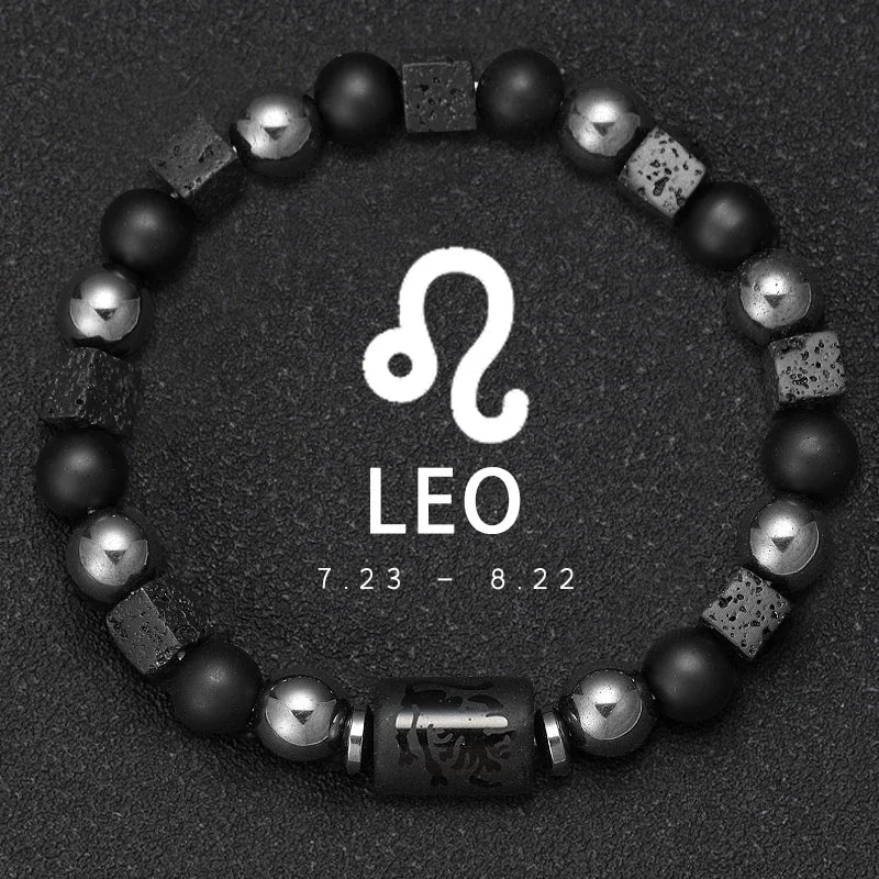 Obsidian Natural Stone 12 Zodiac Signs Bracelets