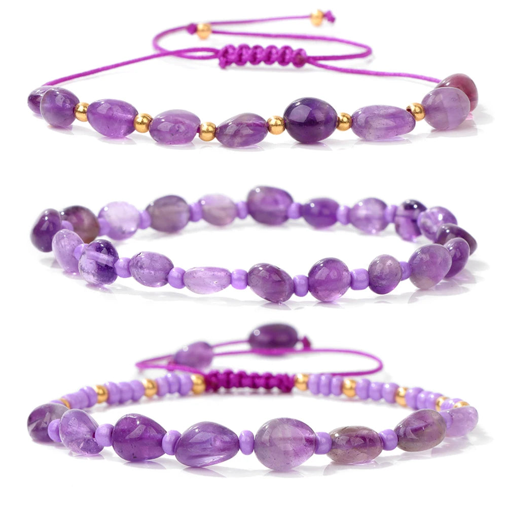 Natural Amethysts Charm Bracelet Series