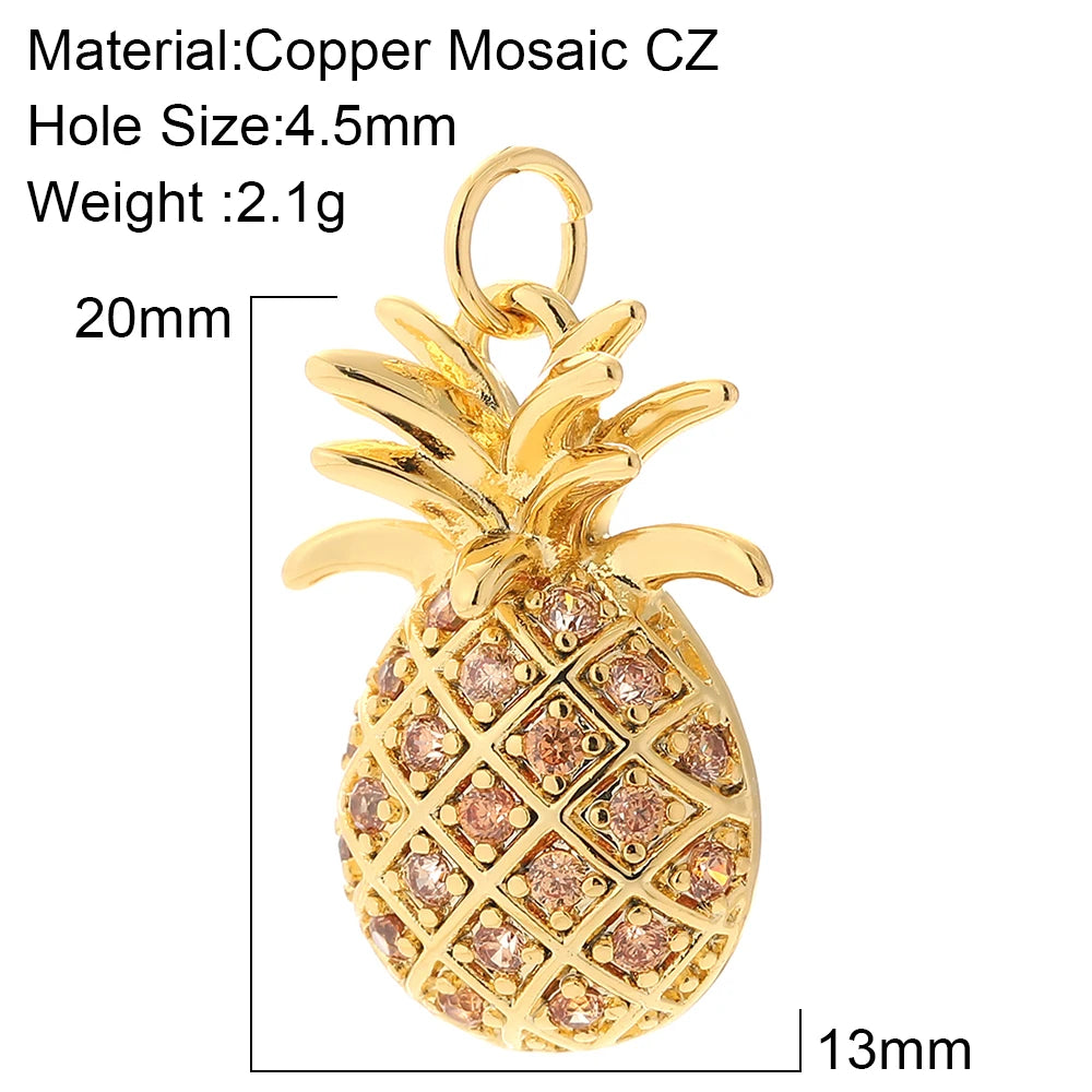 Cute Animals Plants Gold Bracelet Charm Pendants