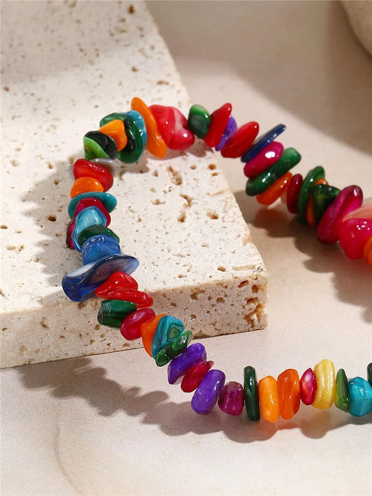 Elegant Colorful Chip Stone Choker Necklace
