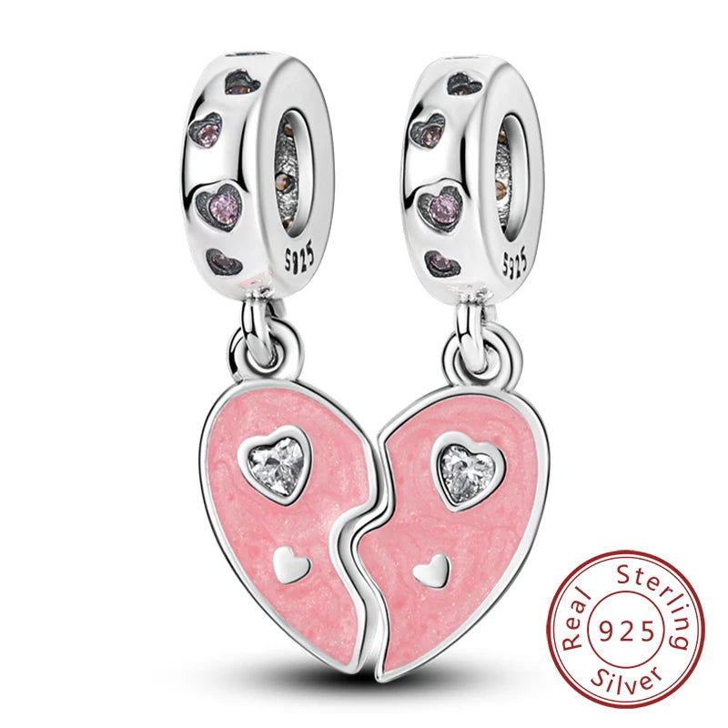 Splash Pink & Silver Pendant Charms