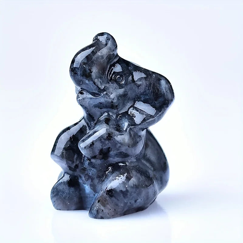 Crystal Unique Raw Stone Carved Elephant