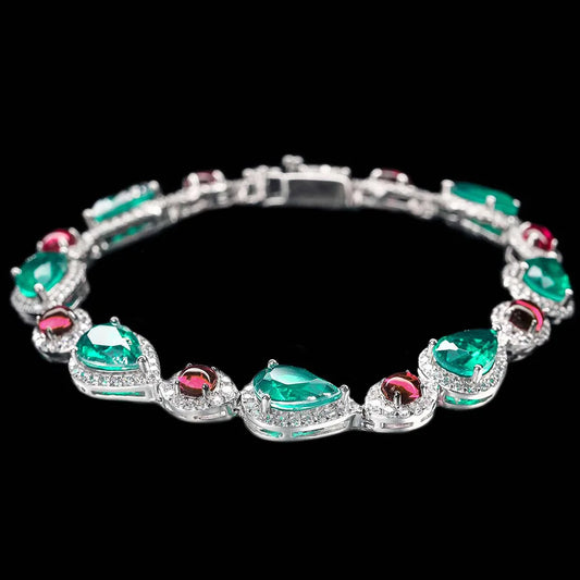 Royal Opulence Pear Sapphire Emerald Ruby Diamond Gemstone Bracelet