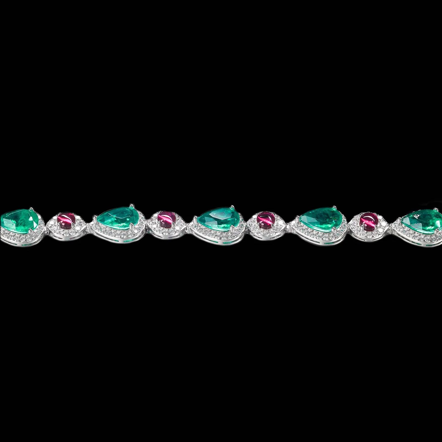 Royal Opulence Pear Sapphire Emerald Ruby Diamond Gemstone Bracelet