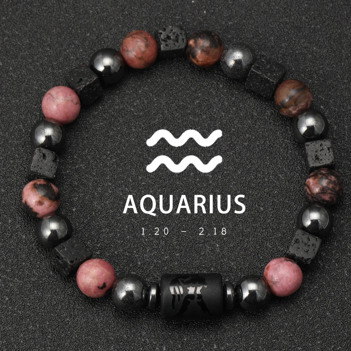 Obsidian Natural Stone 12 Zodiac Signs Bracelets