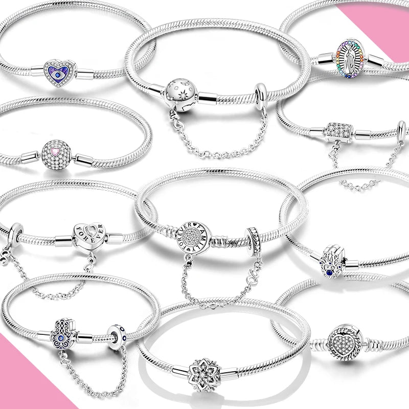 Spiffy Elegant Snake Chain Clasp Charm Pendant Bracelets