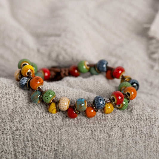 Autumn Vintage Multicolored Ceramic Bead Bracelet