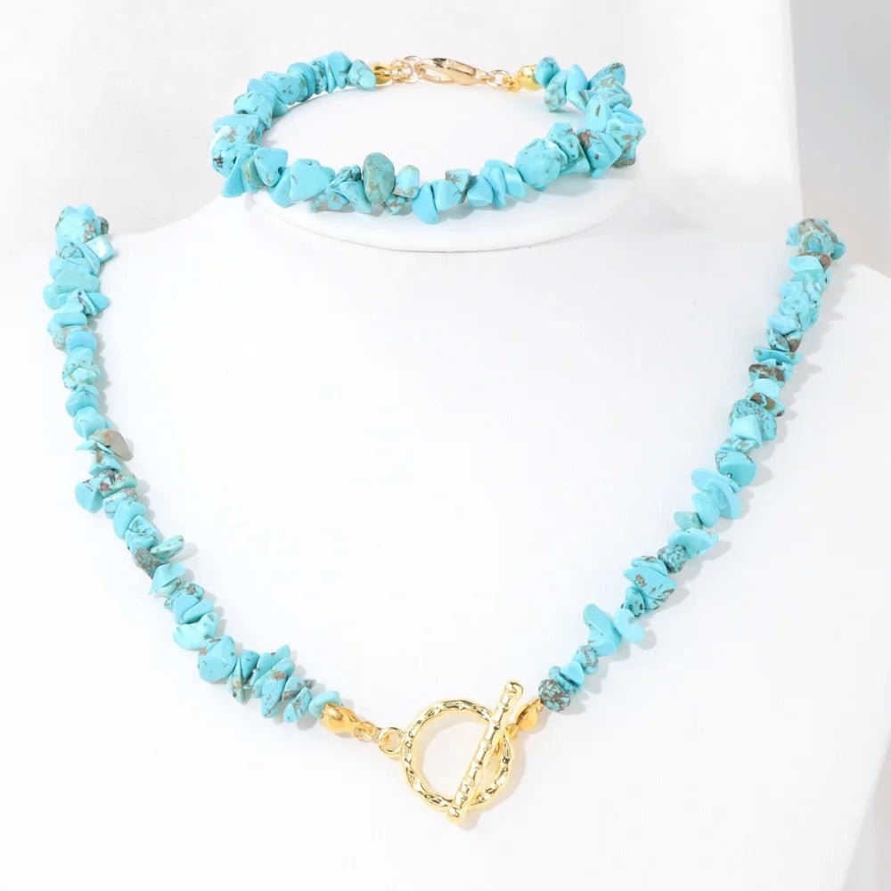 Gravel Gem Crystal Necklaces Bracelet Set