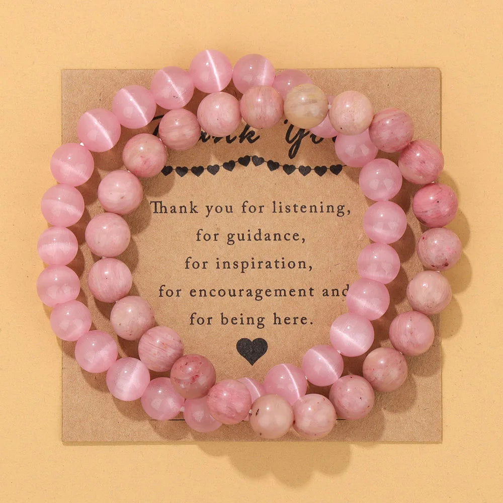 Natural Stone "Thank You" Card Bracelets