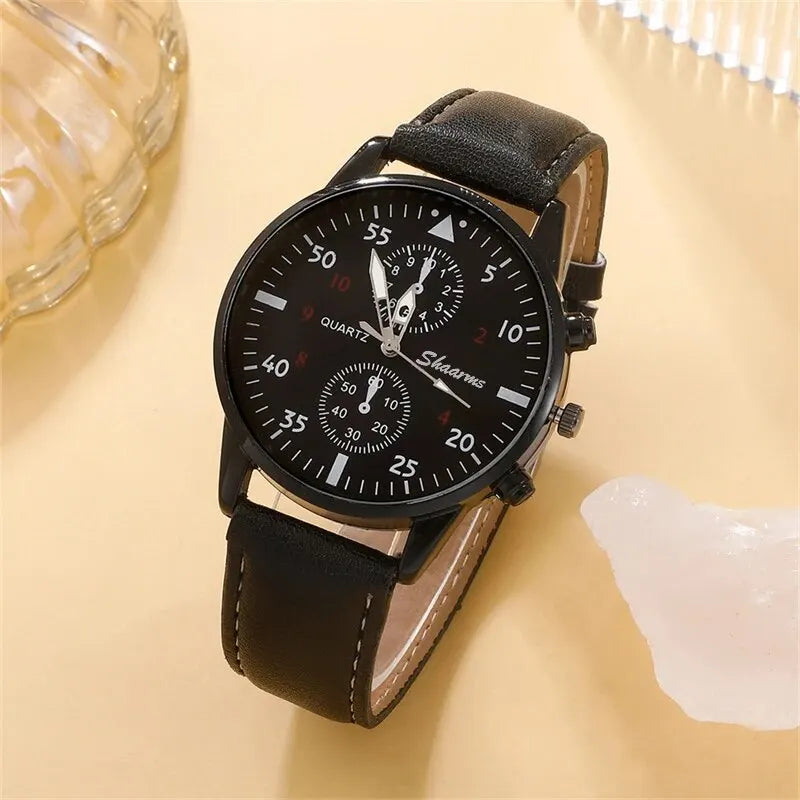Luxury Leather 5PCS Quartz Wristwatch Set