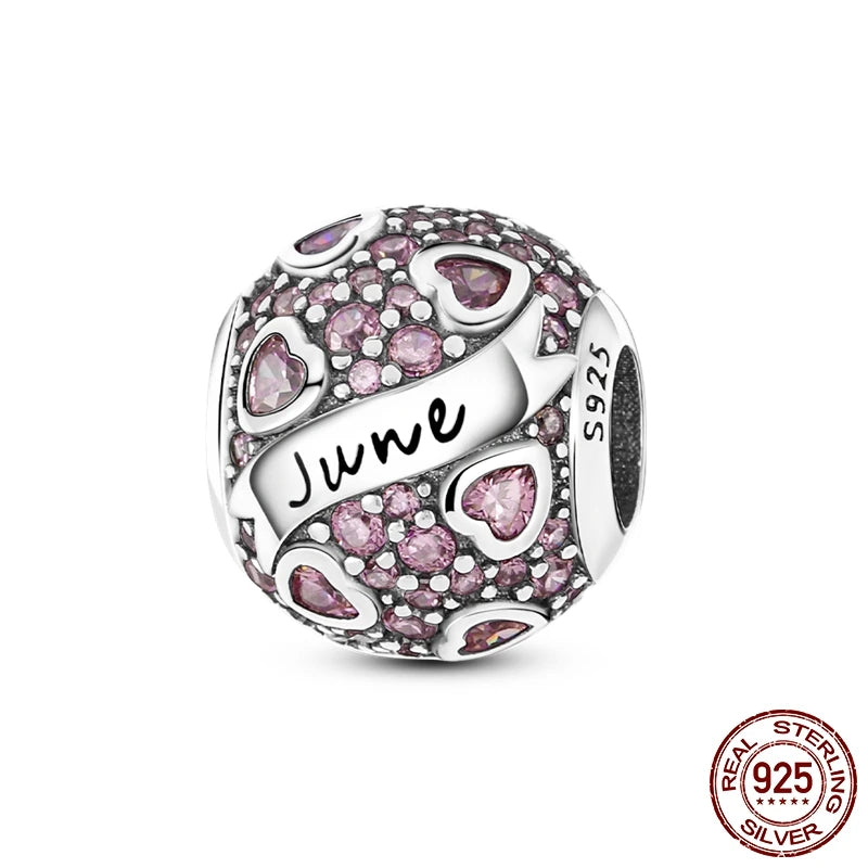 Zodiac Constellation Months Round Birthstone Charm Beads