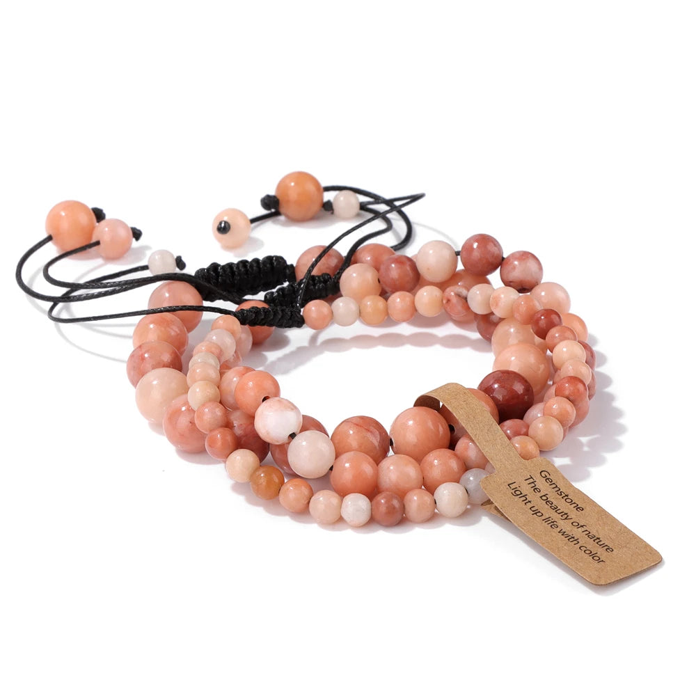 Universal Natural Stone Healing Mixed Size Beaded Bracelets