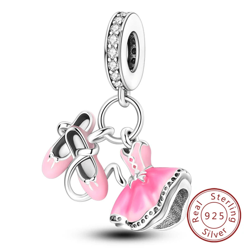 Splash Pink & Silver Pendant Charms