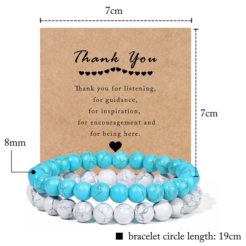 Natural Stone "Thank You" Card Bracelets
