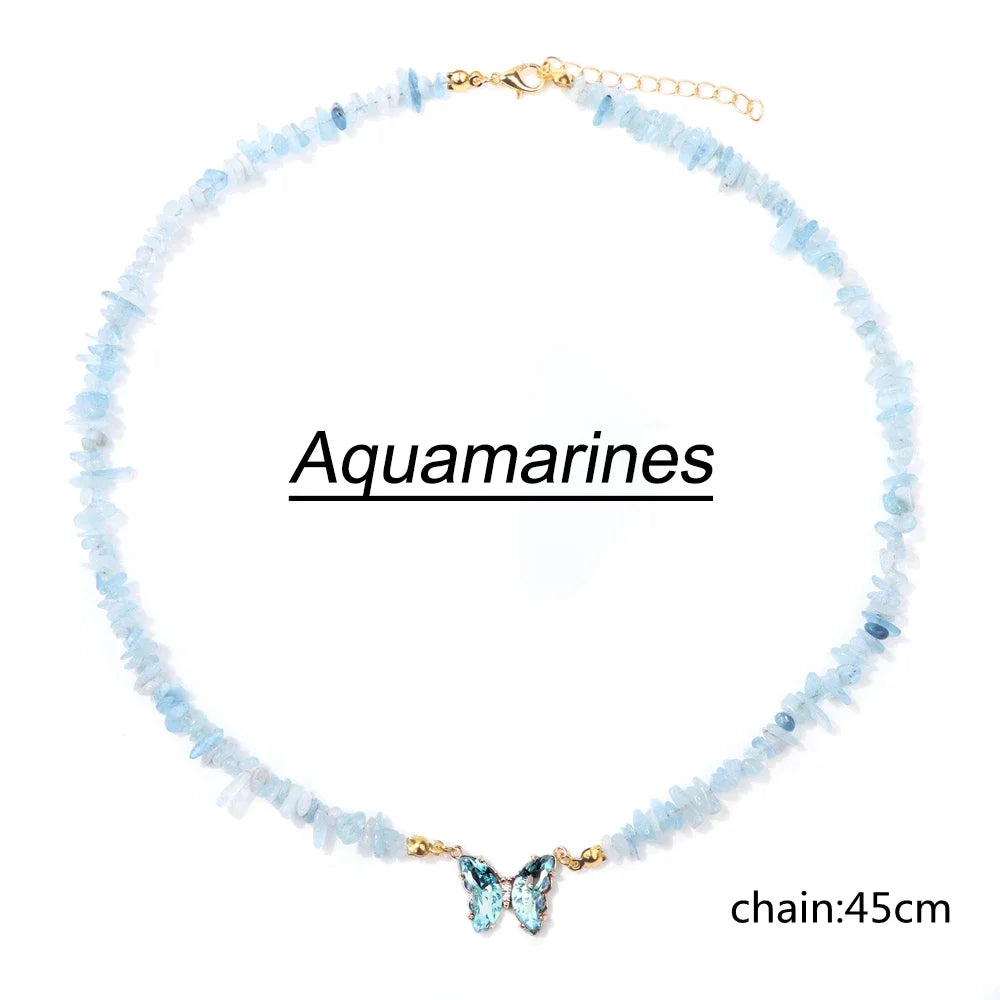 Butterfly Pendant Necklace Gravel Bracelets