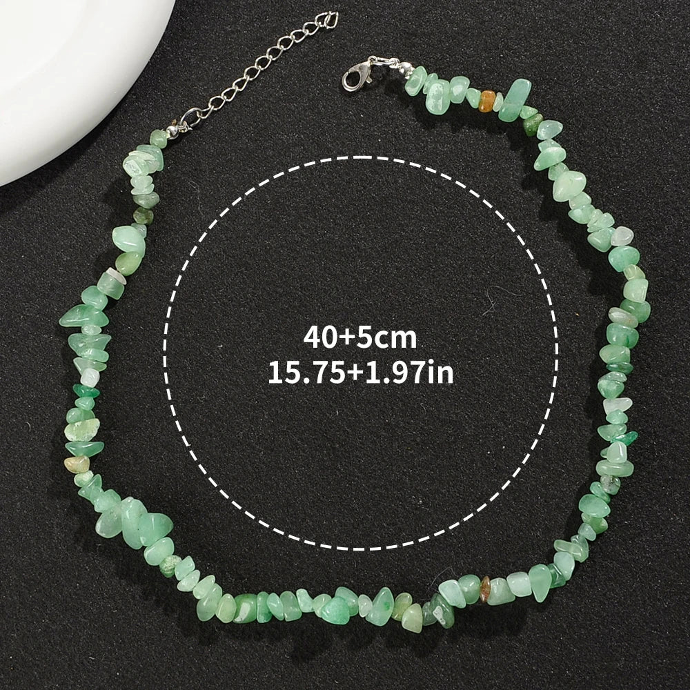 Gorgeous Natural Stone Crystal Bead Necklace Earrings Bracelet Jewelry Set