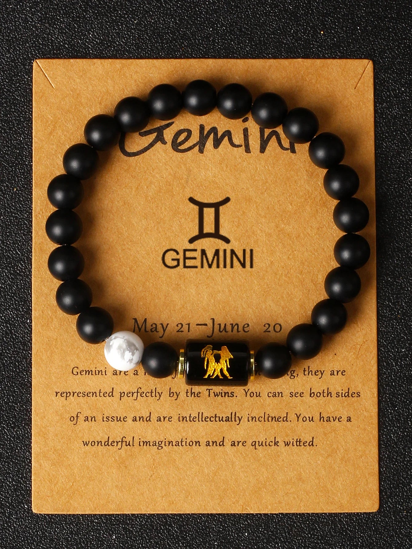 Midnight Moon Natural Stone Beads 12 Zodiac Sign Constellation Bracelet