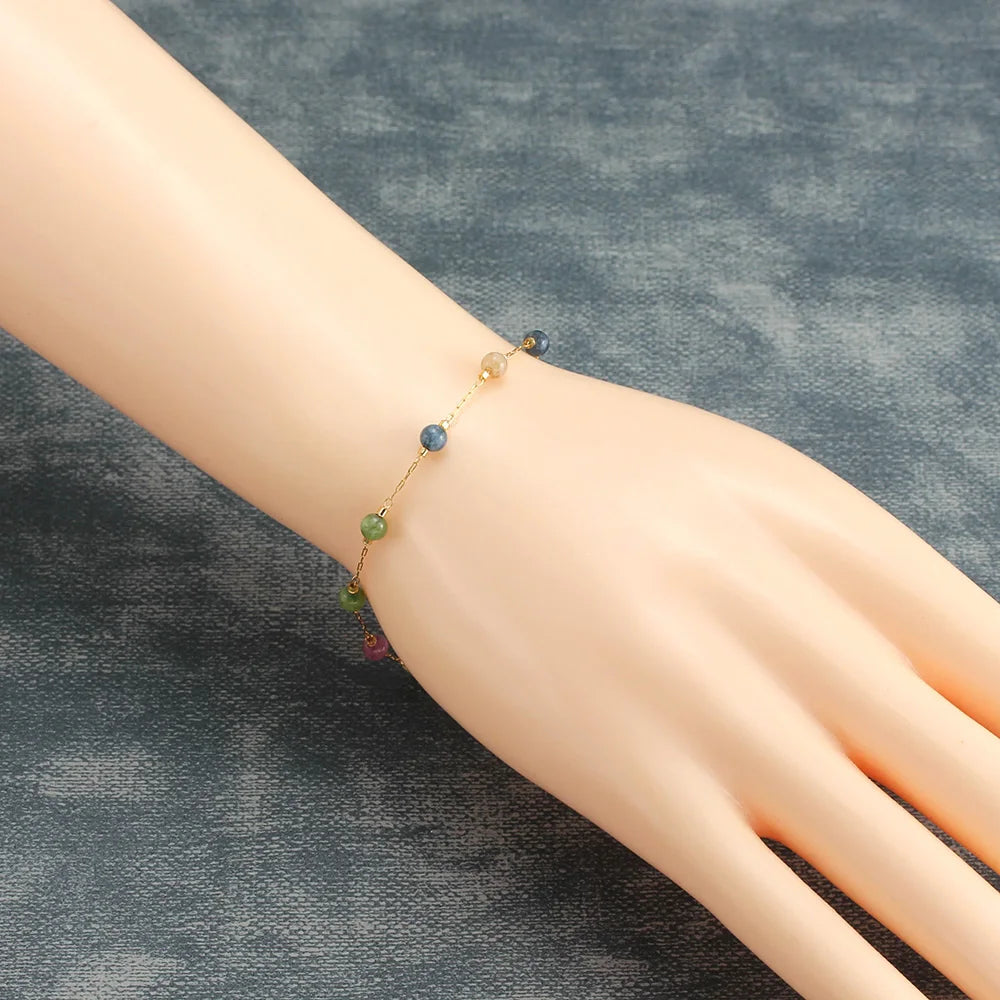 Colorful Gold Crystal Bead Bracelets