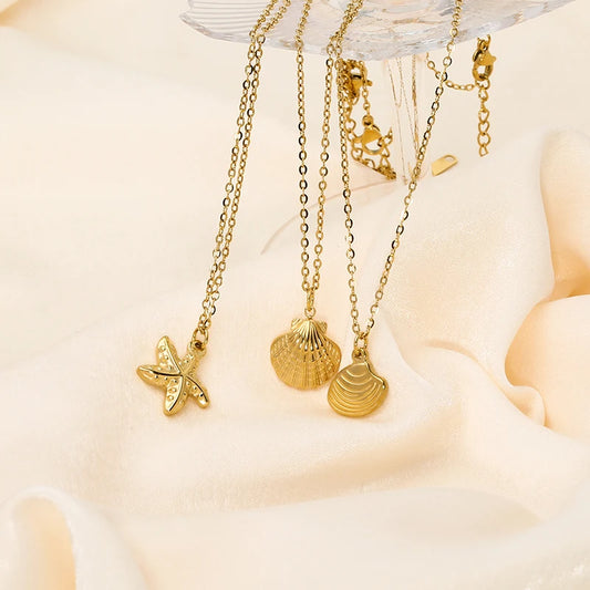 Ocean Shells & Coconut Palm Pendant Necklaces