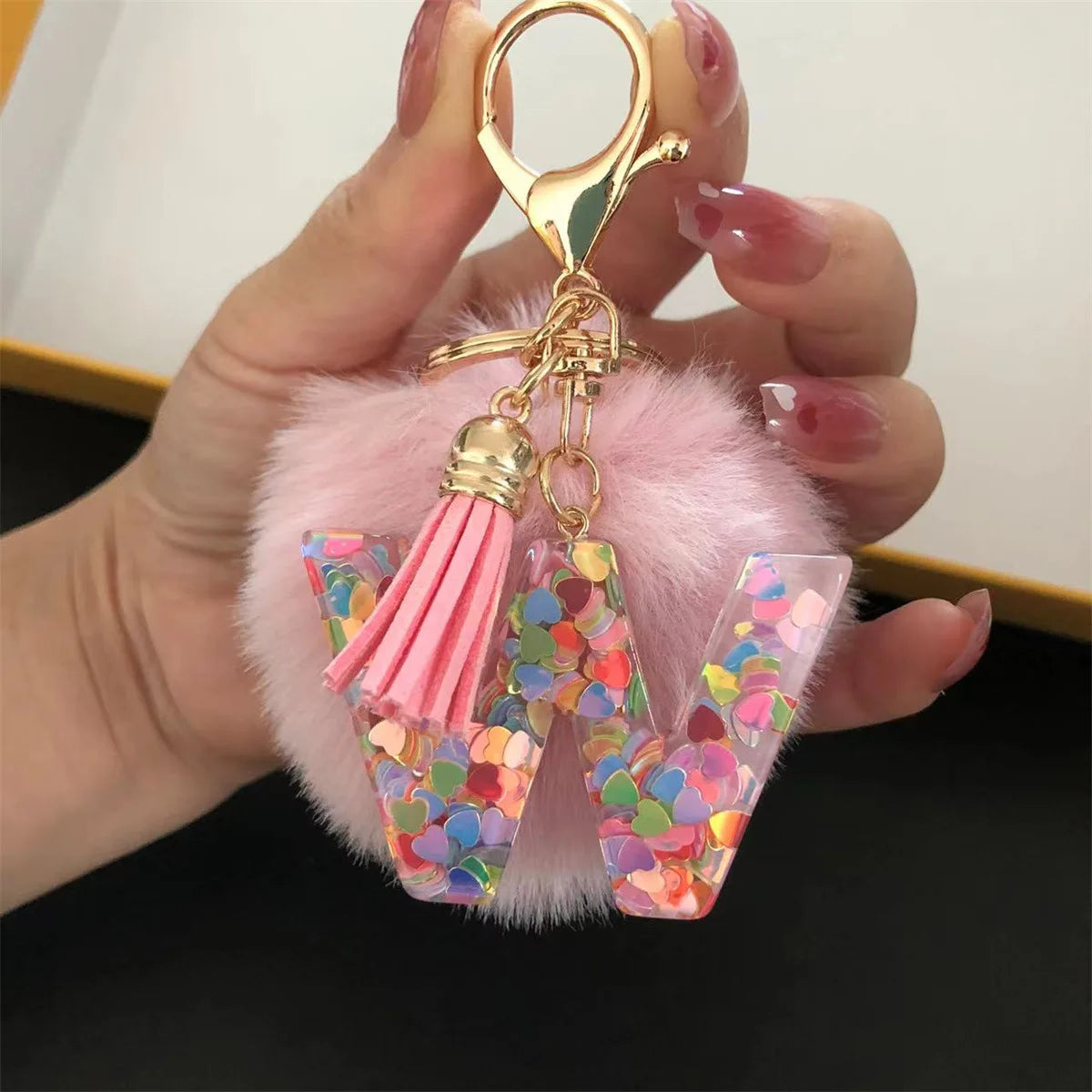 Pretty Pink Initials Alphabet Keychain Pendant
