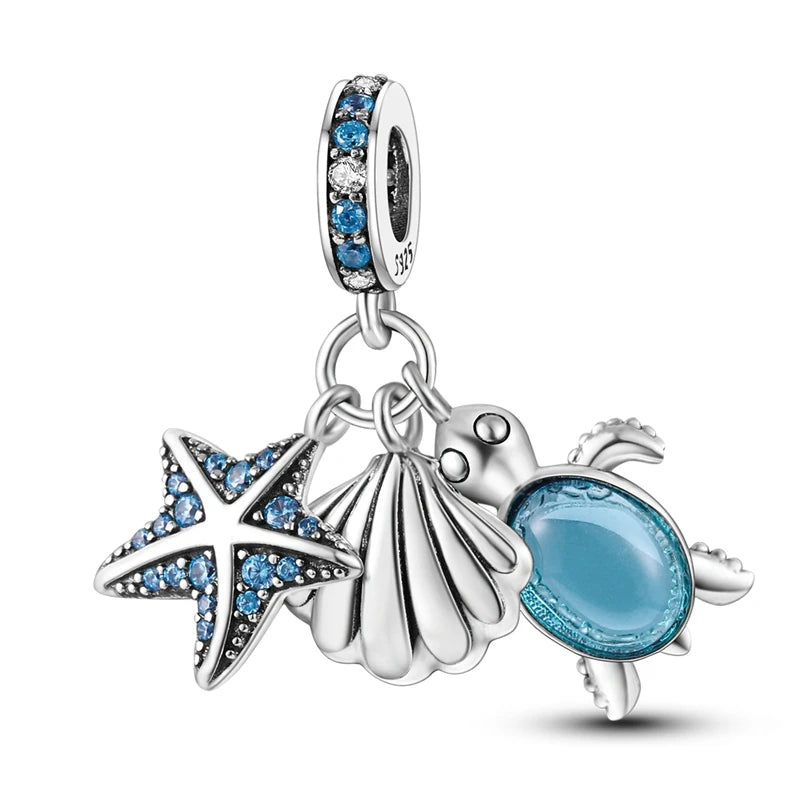 Empress Blue Platinum Pendant Charms Beads