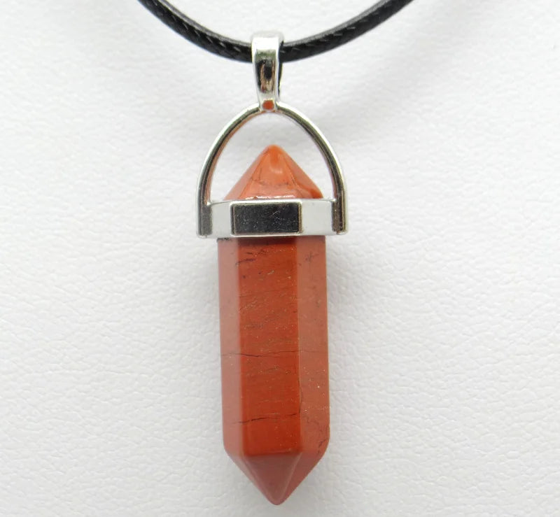 Natural Stone Crystal Hexagonal Pendant Necklace