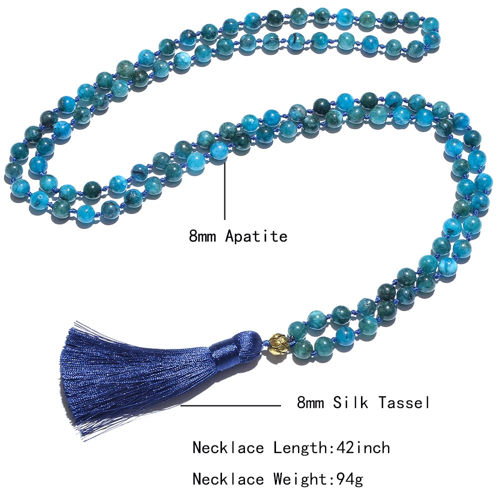 Ocean Blue Apatite Bead Necklace Bracelet Set