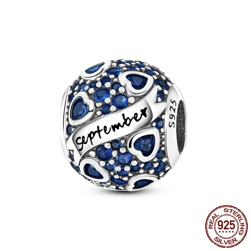 Zodiac Constellation Months Round Birthstone Charm Beads