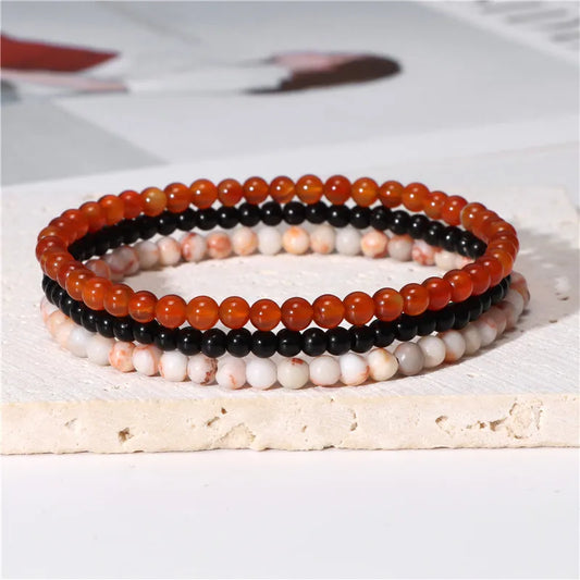 Layered Natural Stone Beaded Bracelet 3pcs/Set