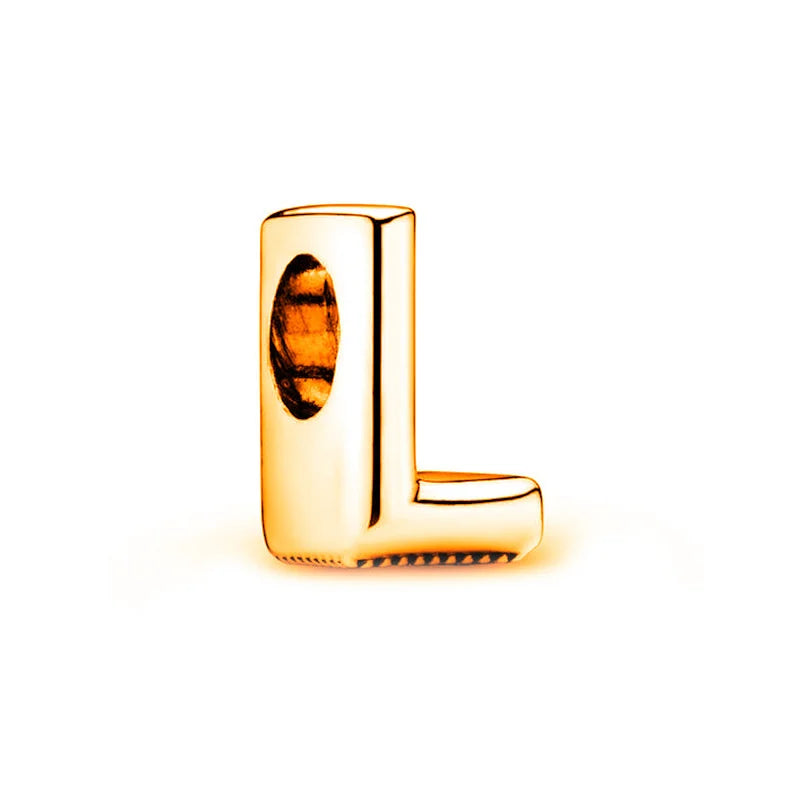 Beautiful Solid Gold plated 26 Letters A-Z Glossy Charm Beads