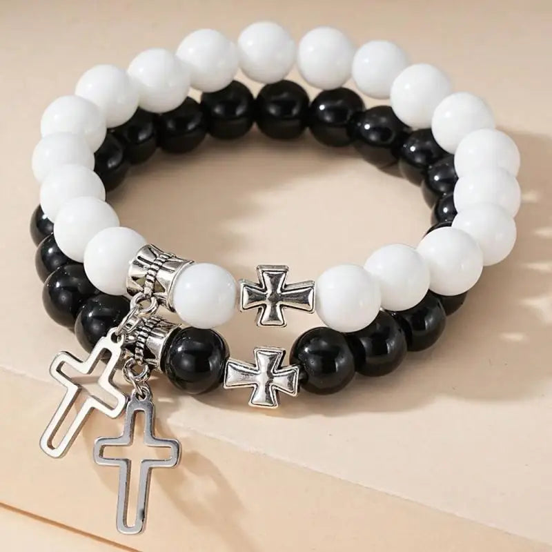 Kindred Spirit Twin 2Pcs/Set Natural Stone Cross Bracelets