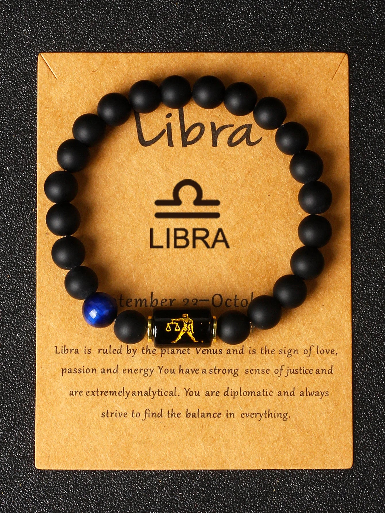 Midnight Moon Natural Stone Beads 12 Zodiac Sign Constellation Bracelet